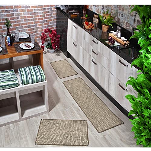 Kits Passadeira Cozinha 3 Tapetes Sisal Antiderrapante KS68