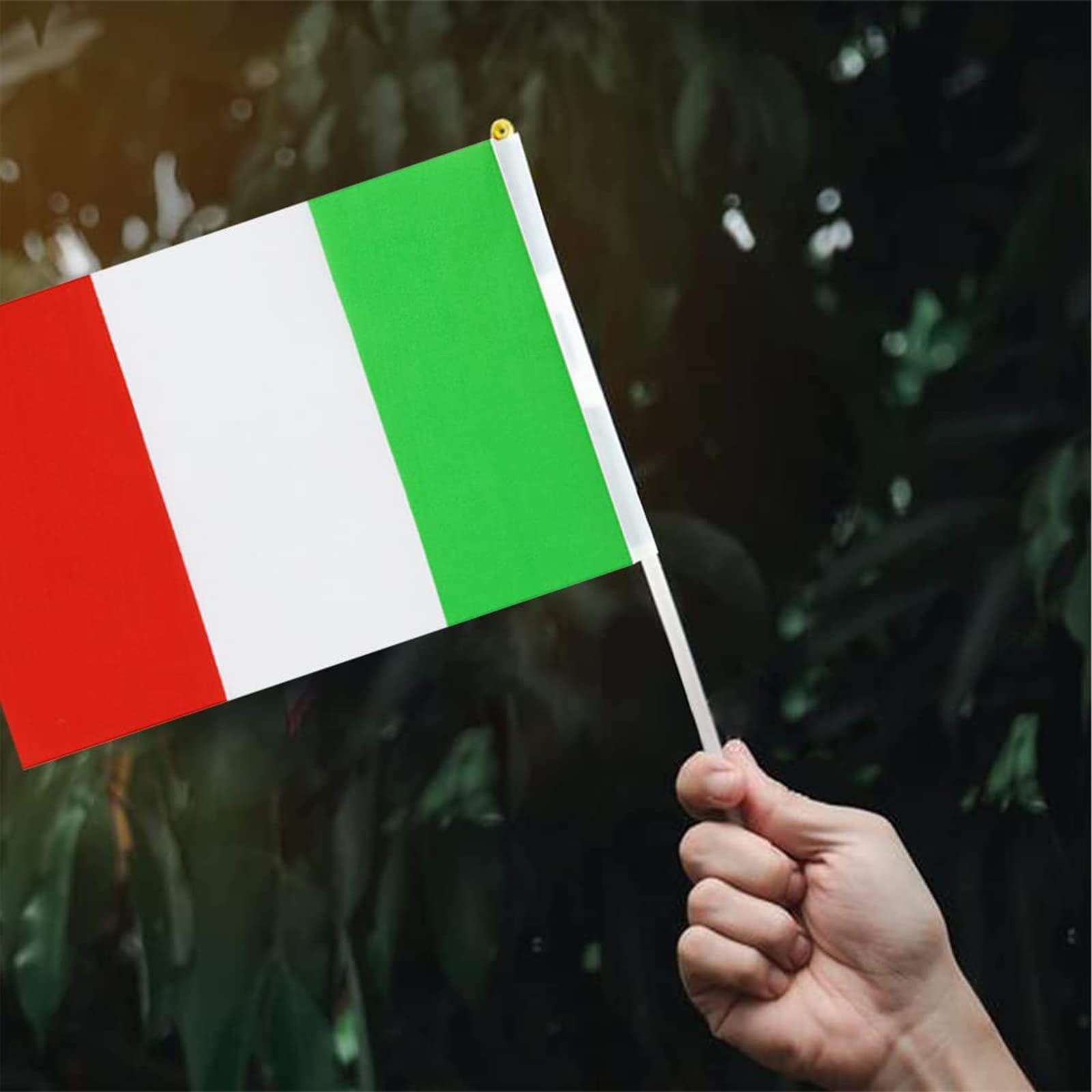 Bandiera dell'Italia a Manovella Con Bastoncino - Mini Bandiere Italiane 10 PCS
