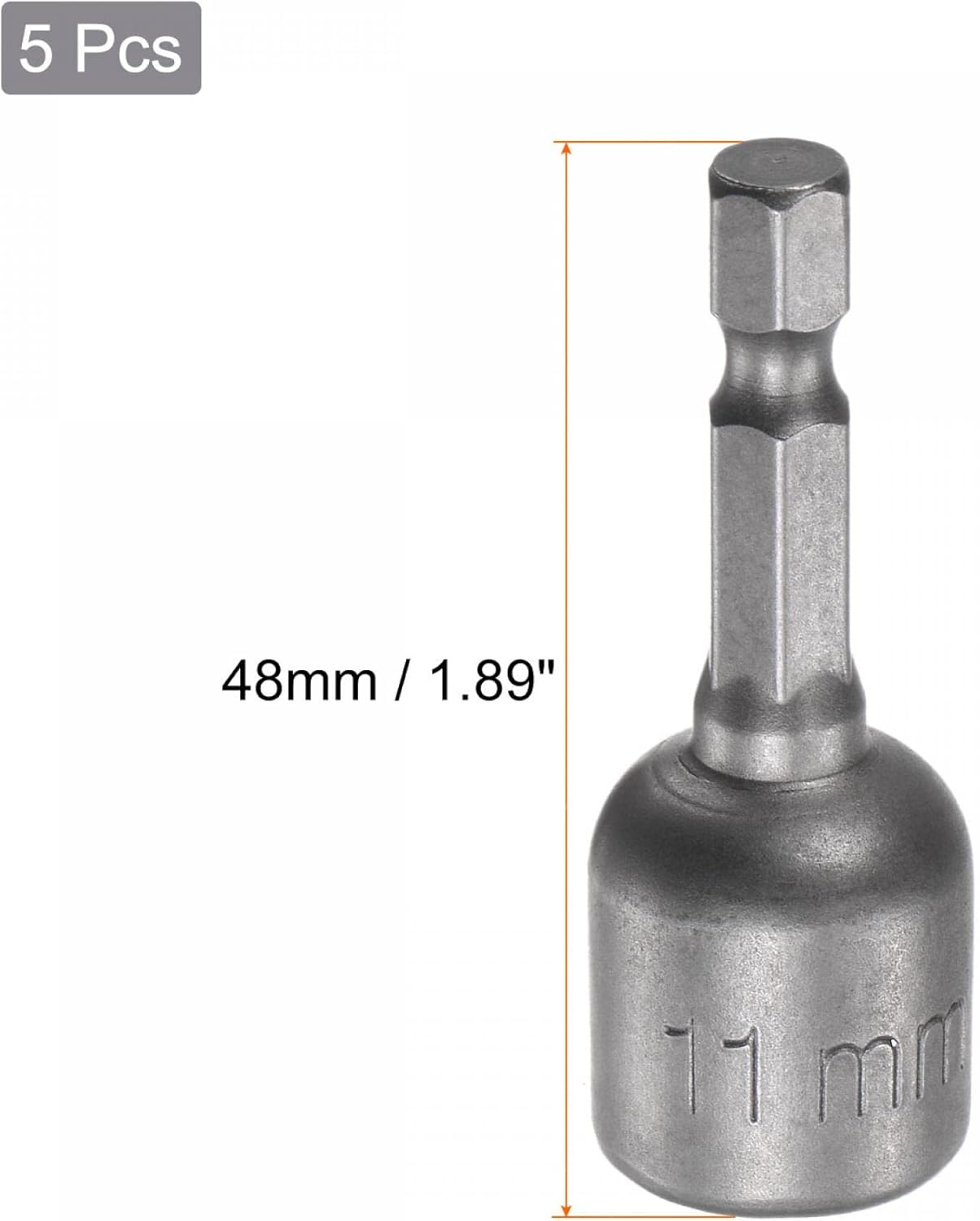 uxcell Quick-Change Nut Driver Bit, 1/4" Hex Shank 11mm Magnetic Nut Setter Drill Bits, 1.89" Length, Metric 5 Pcs