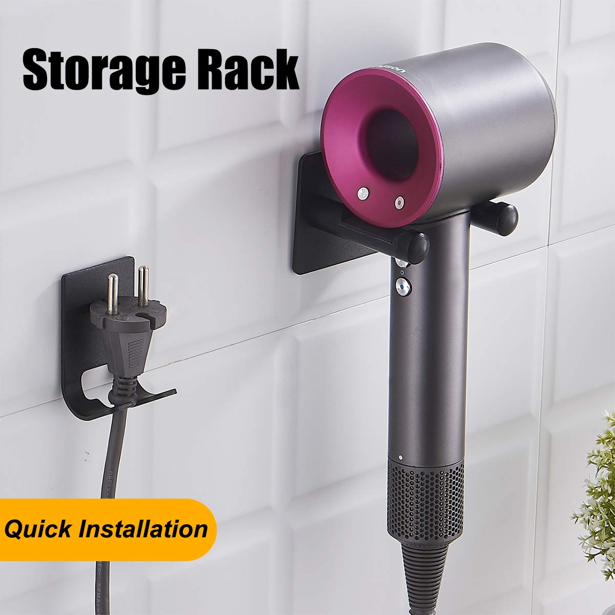 Amazon.co.jp: 自己粘着ヘアドライヤーホルダー 壁取り付け - 粘着