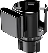 HELIMIX 2 in 1 Car Cup Holder Expander with Phone Holder Adapter for Car with Adjustable Base, Fits HydroFlask Large Water Bottles (Black)