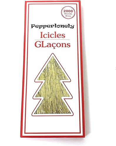 PEPPERLONELY 2000 hebras de carámbanos de oropel decoraciones de Navidad, color dorado