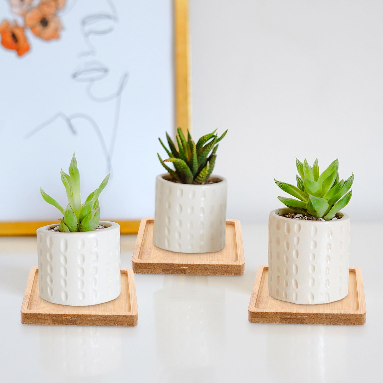 Set 4 Sottobicchieri Quadrati In Bambù A Mosaico 9 Cm - Base Vuota Per Decorazioni Fai Da Te - 3