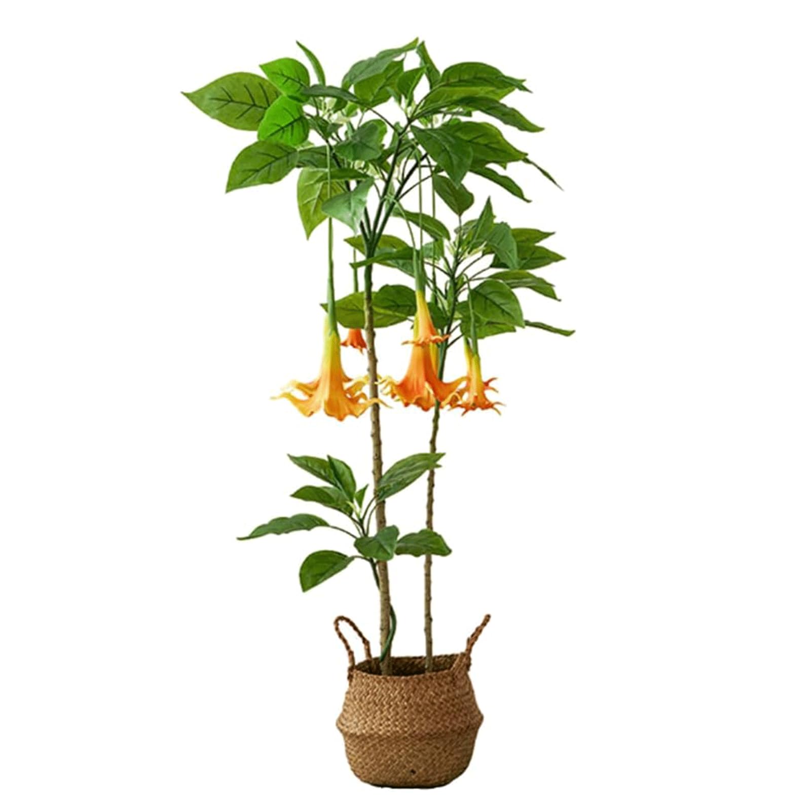 GLJTUO fake tree Artificial Trees 140cm/4.5ft Faux Tree With Woven Seagrass Belly Basket Simulation Tree For Indoor Outdoor Artificial Plant Realistic Design