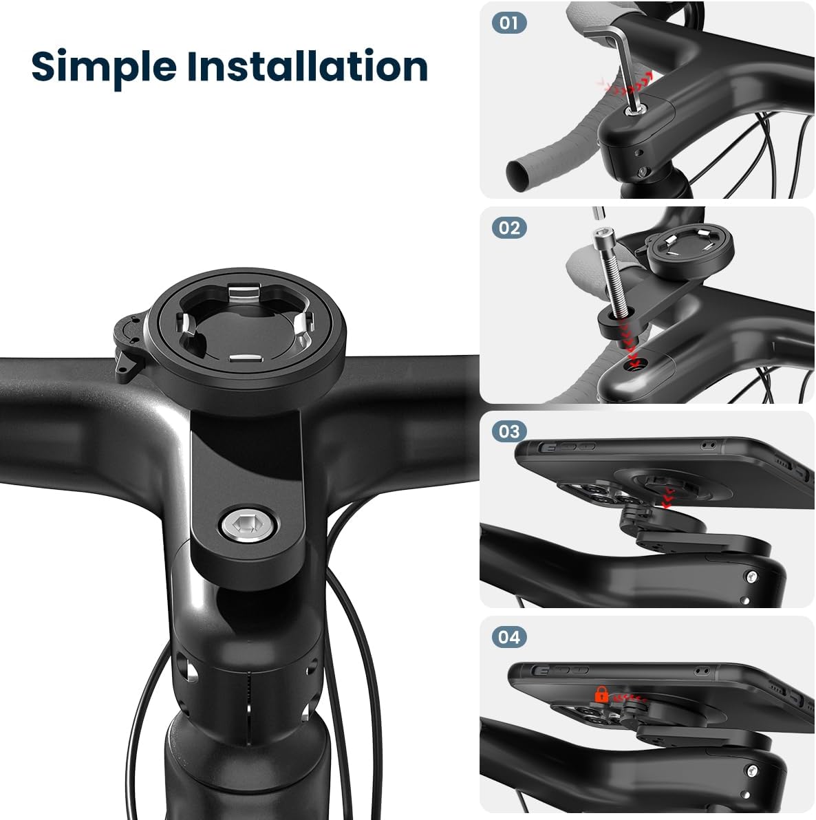 Bike Phone Mount - Mountain Bicycle Stem Phone Holder with Secure Dual-Lock, Stable Aluminium Cycling Clamp for MTB, Gravel, Road Bike, 1-Hand Quick Release for iPhone 17 Pro Max, 4-7.3inch Cell-Phone