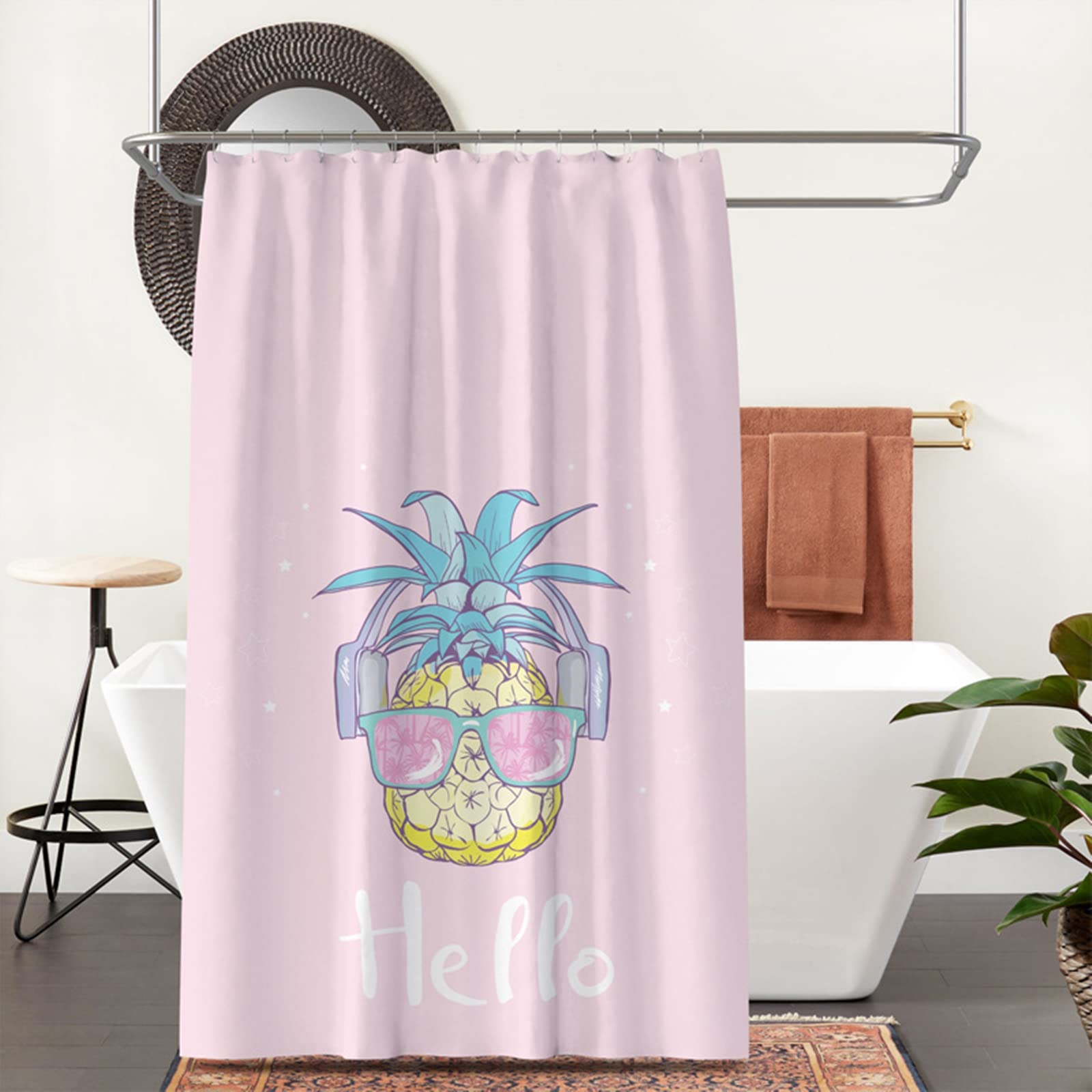 Rideau douche polyester haut de gamme KnSam ananas rose 180x180