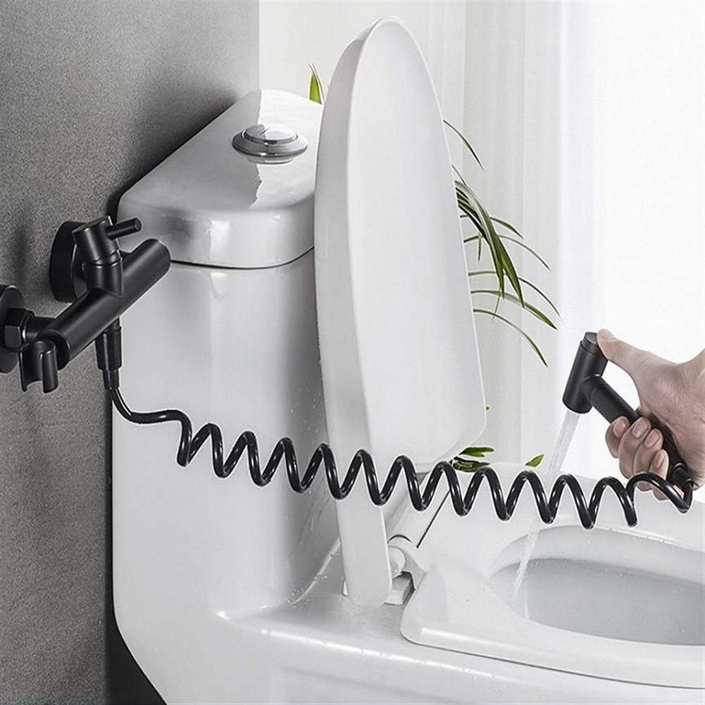 Sostituzione tubo doccia, Tubo flessibile retrattile a molla for soffione doccia WC Bidet Doccia 'acqua Facile sostituzione fai da te(Black,150cm)