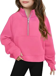 Sudadera de media cremallera unisex para niños y niñas, camiseta básica de manga larga, color liso