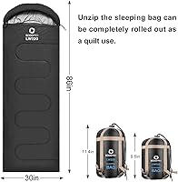 Vista 2 de ECOOPRO Saco de dormir para clima cálido, portátil, impermeable, compacto, ligero, cómodo con saco de compresión, ideal para acampar al aire libre