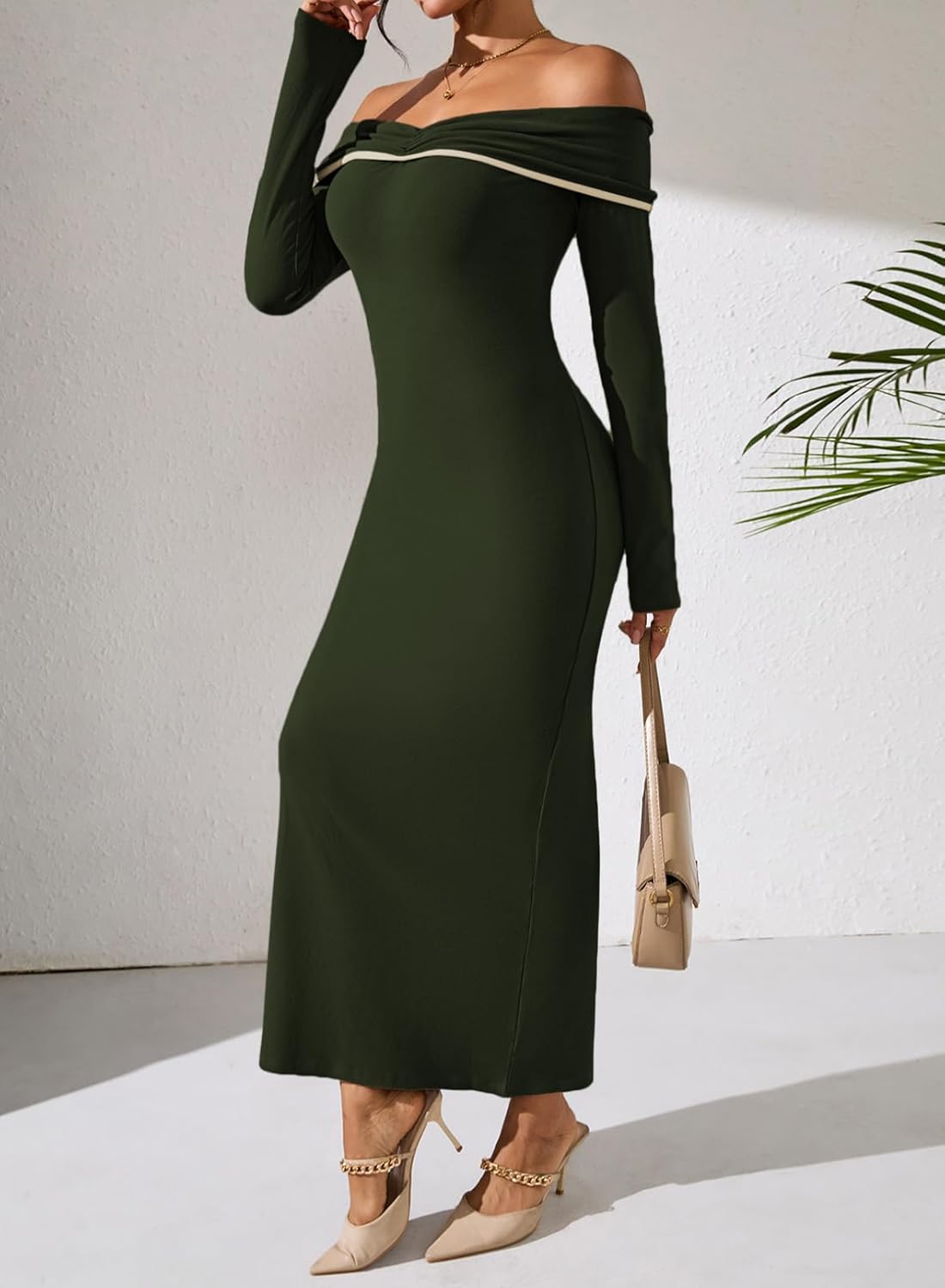 Pink Queen Off Shoulder Bodycon Dress for Women 2025 Sexy Fall Winter Long Sleeve Slim Fitted Cocktail Party Formal Dresses - Image 4