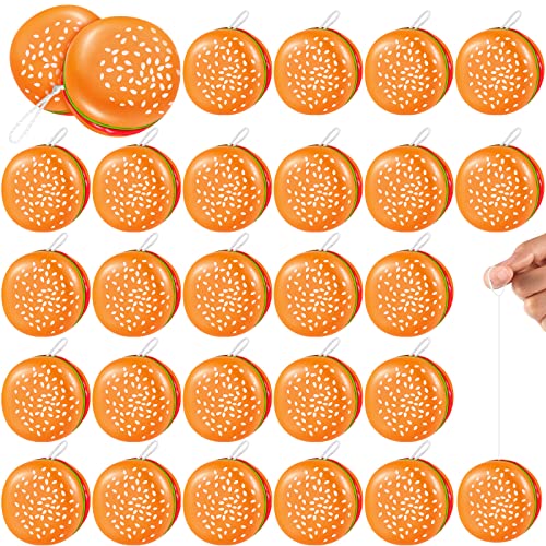 Leitee 50 Pieces Hamburger Yo Yo Toys Plastic Yo Yo Burger Party Favors for Boys Girls Adults Birthday Party Favors Classroom Prizes Holiday Goodie Bag Fillers