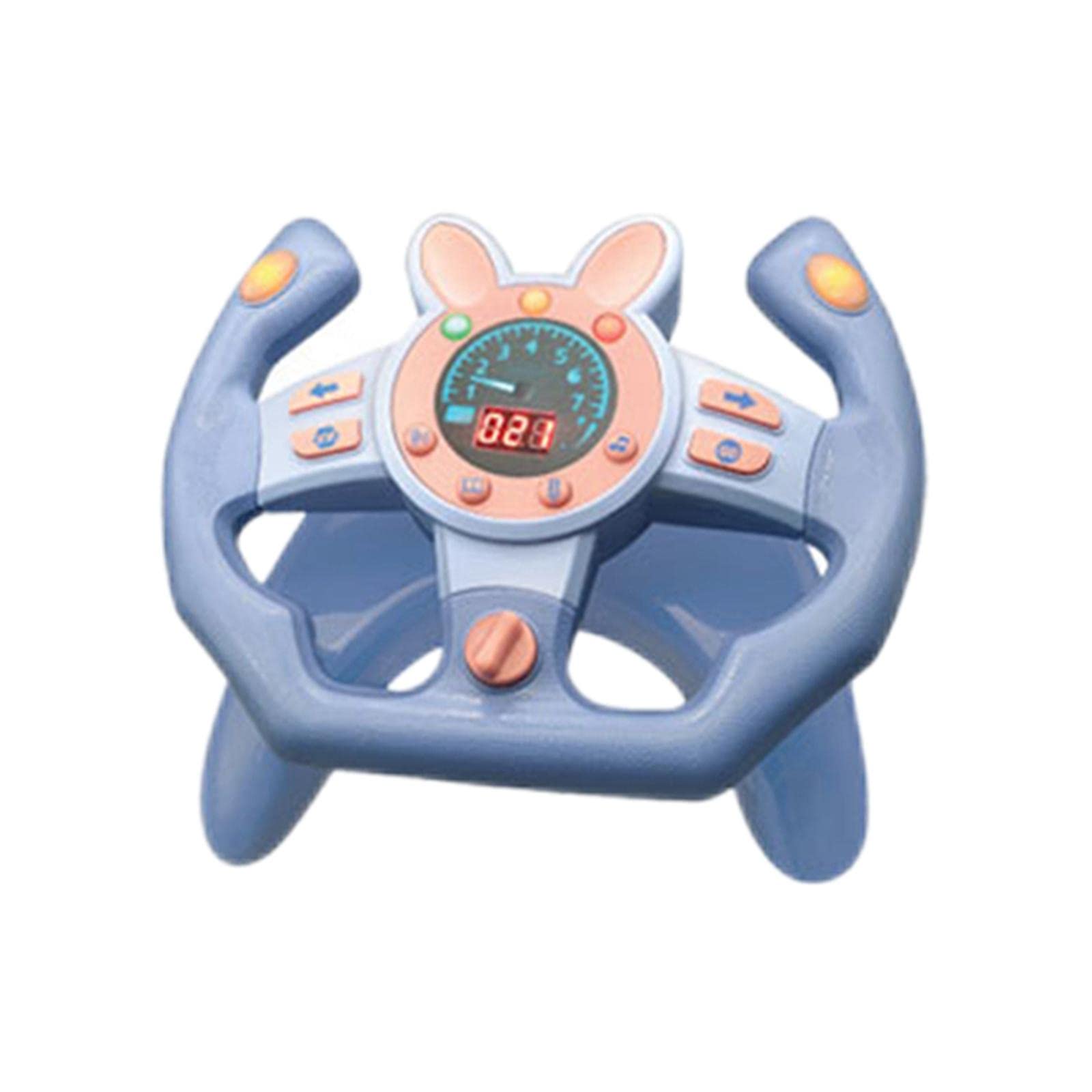 Simulazione Volante Giocattolo Educativo Controller Multifunzione Suonante Interattivo con Effetti Luminosi con Domande E Risposte Adatto a Bambini PE, Forma a U Blu