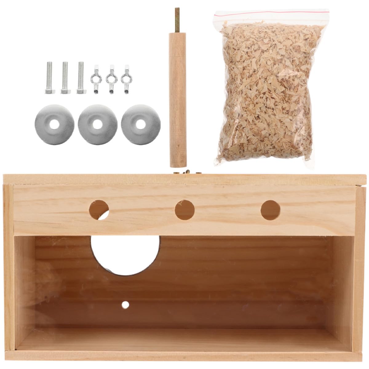 Veemoon Caja Nido para Pájaros y Periquitos Casa de Madera Natural Diseño Práctico y Refugio Seguro Adecuado para Cría en Interiores y Exteriores Accesorio para Agapornis Loros y Cacatúas
