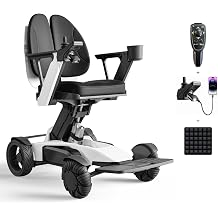 Electric Wheelchair for Adults, Motorized Power Wheelchair Foldable with Remote Control & Electric Lift, Dual Motor All-Terrain, 265lbs Capacity, Padded Wing-Back Support,White