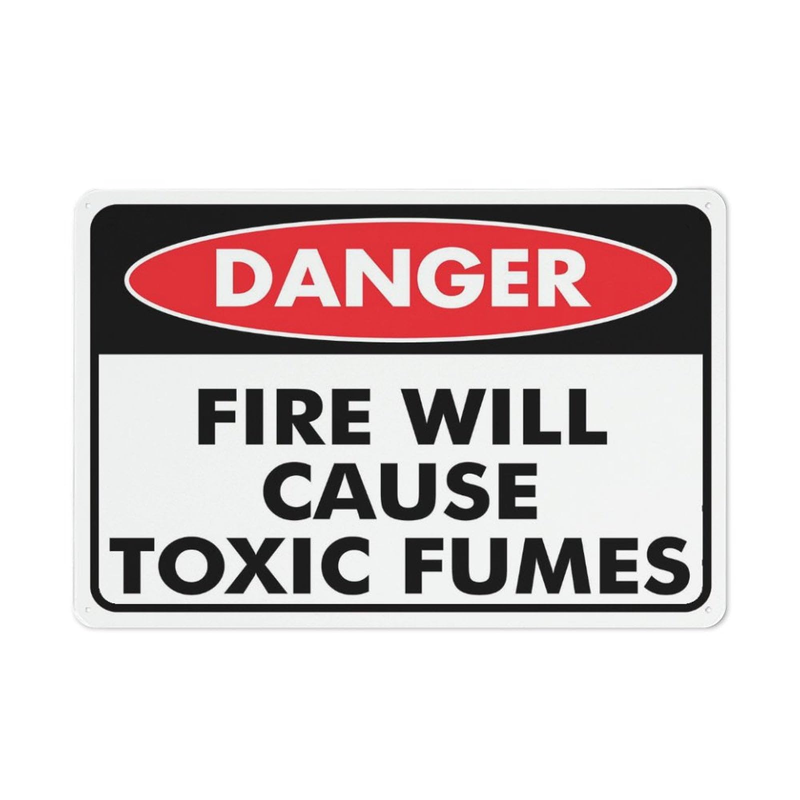 Danger - Fire Will Cause Toxic Fumes Sign, 8x12 Inch Tin Wall Decor for Garden & Yard