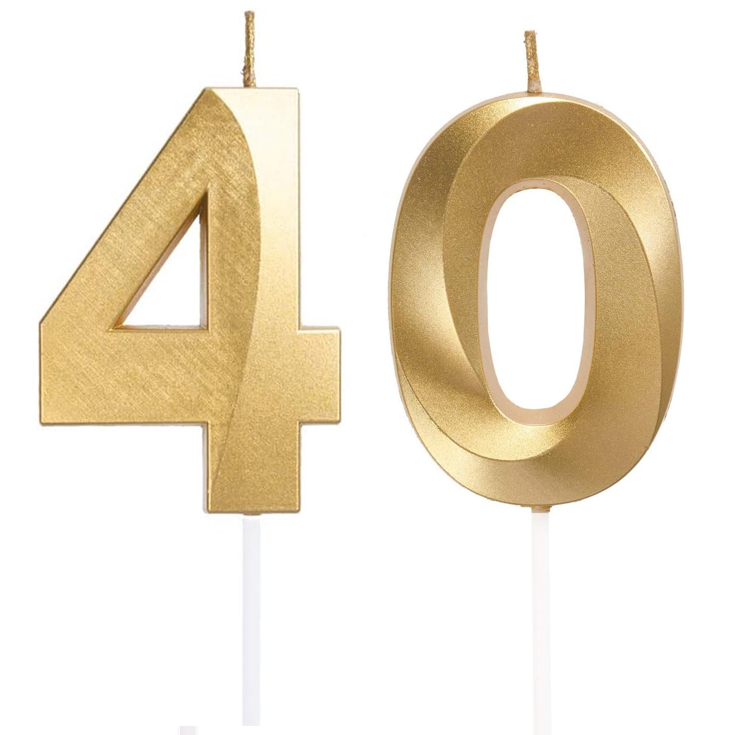 Qikaara Gold 40Th Birthday Candles, Number 40 Candle, Happy Birthday Candle, 3D Digital Candles For Birthday Cake, Glitter Cake Topper Decorations For Birthday Wedding Anniversary Celebration Party