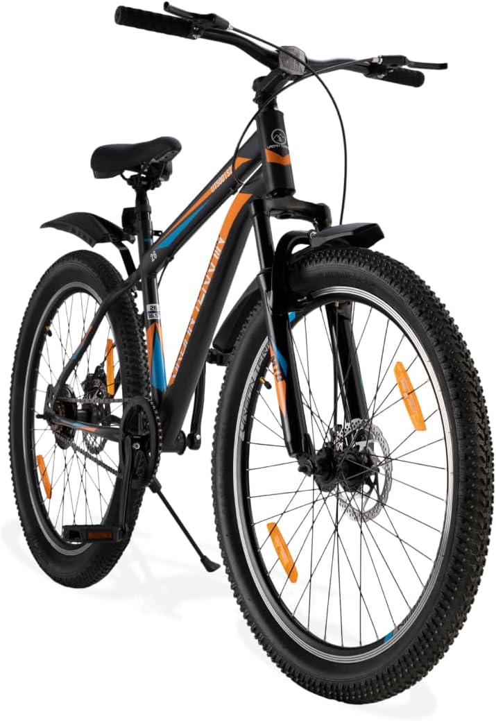 Urban Terrain Steel Cycle 26 inch Single Speed Bike with Front Suspension & Dual Disc Brake Bicycle for Men Mountain Bike UT5001S26 | Ideal for 13+ Years, Frame Size : 16.5 inch, Unisex, Black