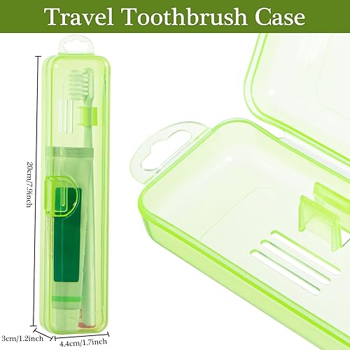 Miniatura 2 de Paquete de 2 fundas para cepillos de dientes, estuche de viaje para cepillos de dientes verde transparente, tamaño de viaje, soporte de plástico