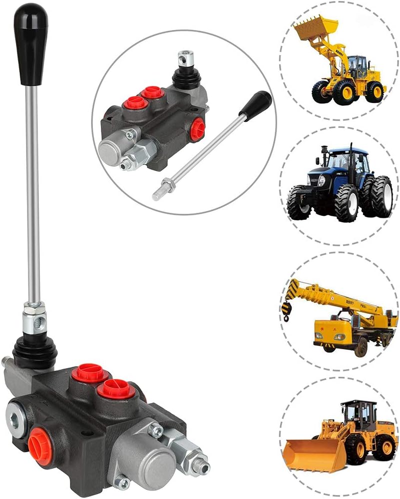 Hydraulic Flow Control Valve 1 Spool 11 GPM G Ports Adjustable Relief Lever Handle Double Acting Parallel Center Tractor Loader W/Joystick Small Tractors/Tanks Loaders Log Splitters 3600 PSI
