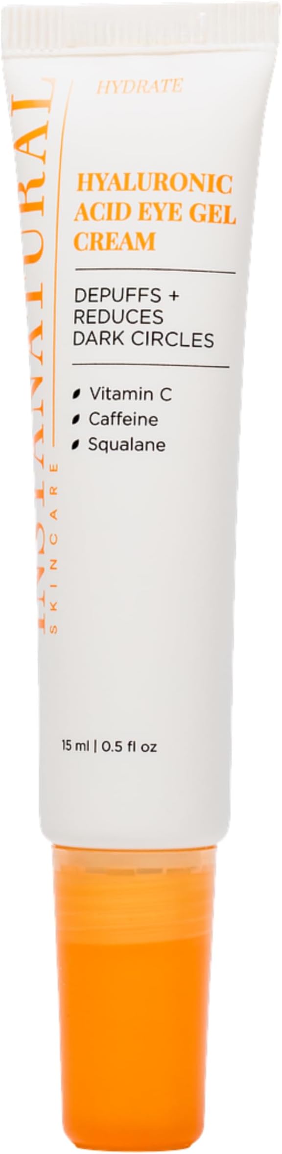 Hyaluronic Acid Eye Gel Cream, Hydrating Under Eye Cream for Women & Men, Decreases Puffiness, Dark Circles and Wrinkles, with Vitamin C, Caffeine, Squalane & Peptides, 0.5 Fl Oz