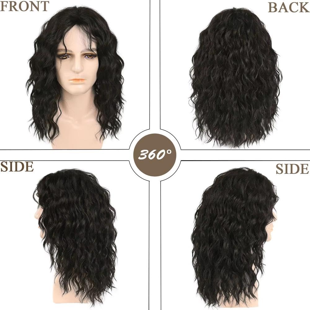 Haarpflege Naturfrisur Dunkelbraune Perücke Langes Lockiges Haar Für Männer Rock-Perücke Für Den Täglichen Gebrauch