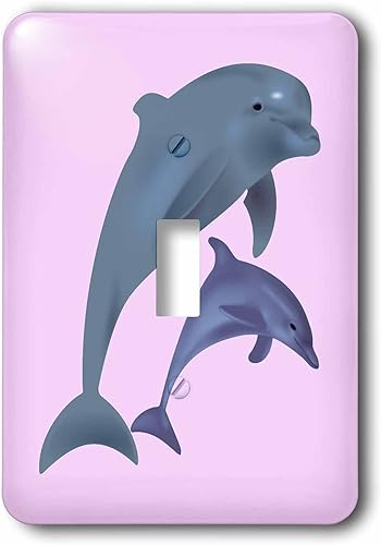 rinapiroKidsDelfines Saltando. Color Rosa y Gris. Kids Room DecorInterruptor de luz CoversSingle Toggle Switch (LSP _ _ _ _ _ _ _ _ _ _ 216443_ _ _