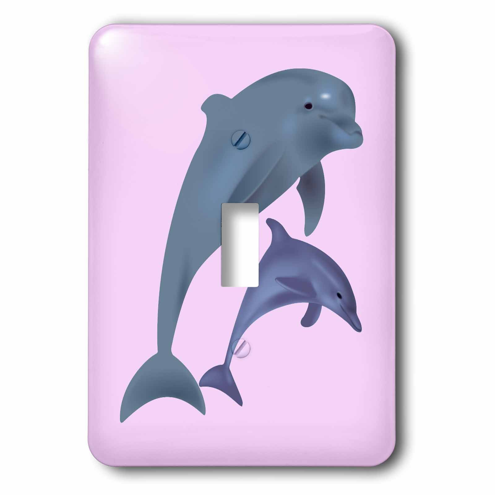 Interrupteur décoratif dauphins sauter rose lsp_216443_1 plaque murale enfant gris