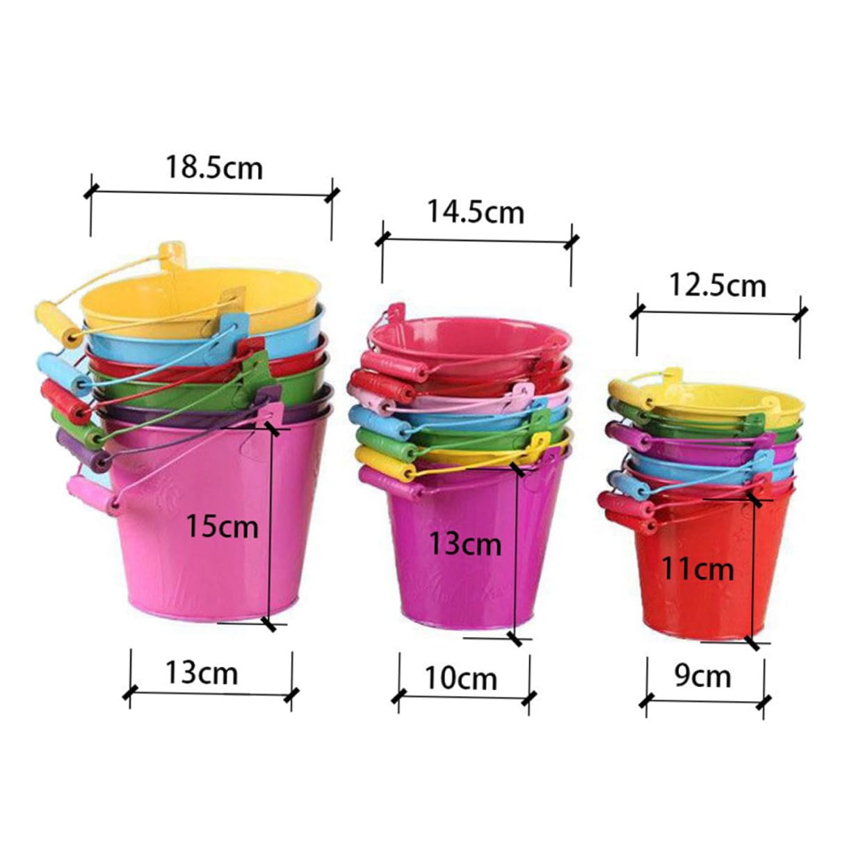 Homoyoyo Mini Seau 6pcs en Tinplate, Seau à Sable pour Garçon et Filles