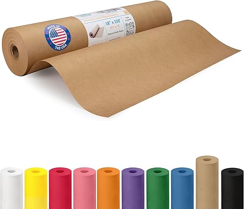 Vista 226 de Rollo de papel kraft marrón de 24 x 2160 pulgadas (180 pies), paquete de 4 – Papel de embalaje marrón hecho en Estados Unidos de 30 libras de grosor