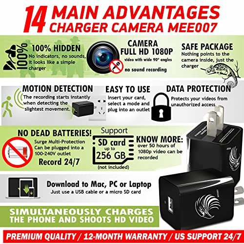 DIVINEEAGLE Mini Spy Camera Hidden Camera Charger | Secret Camera 1080p Full HD | Small Hidden Nanny Camera | Surveillance Camera | USB Charger Camera | Hidden Spy Cam | Hidden Cam - Image 4