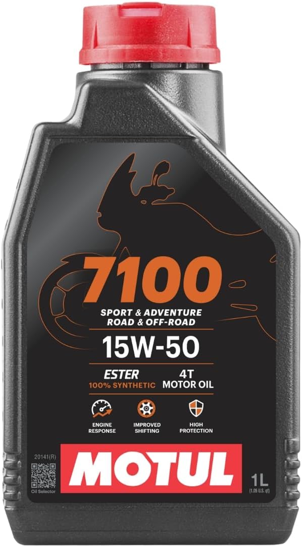 7100 4T 15W-50 Full Synthetic Motorcycle Oil, Ester Technology for BMW Ducati KTM Aprilia, JASO MA2 Wet Clutch Compatible, API SP Certified, Road and Off-Road 1L