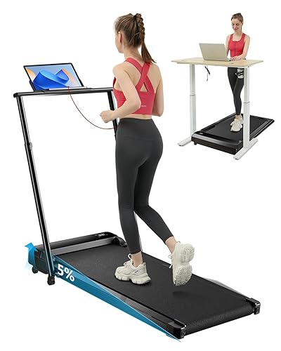 JURITS Walking Pad 2 in 1 for Walking and Jogging, Under Desk Treadmill for Home Office with Remote Control, Portable Walking Pad Treadmill in LED Display