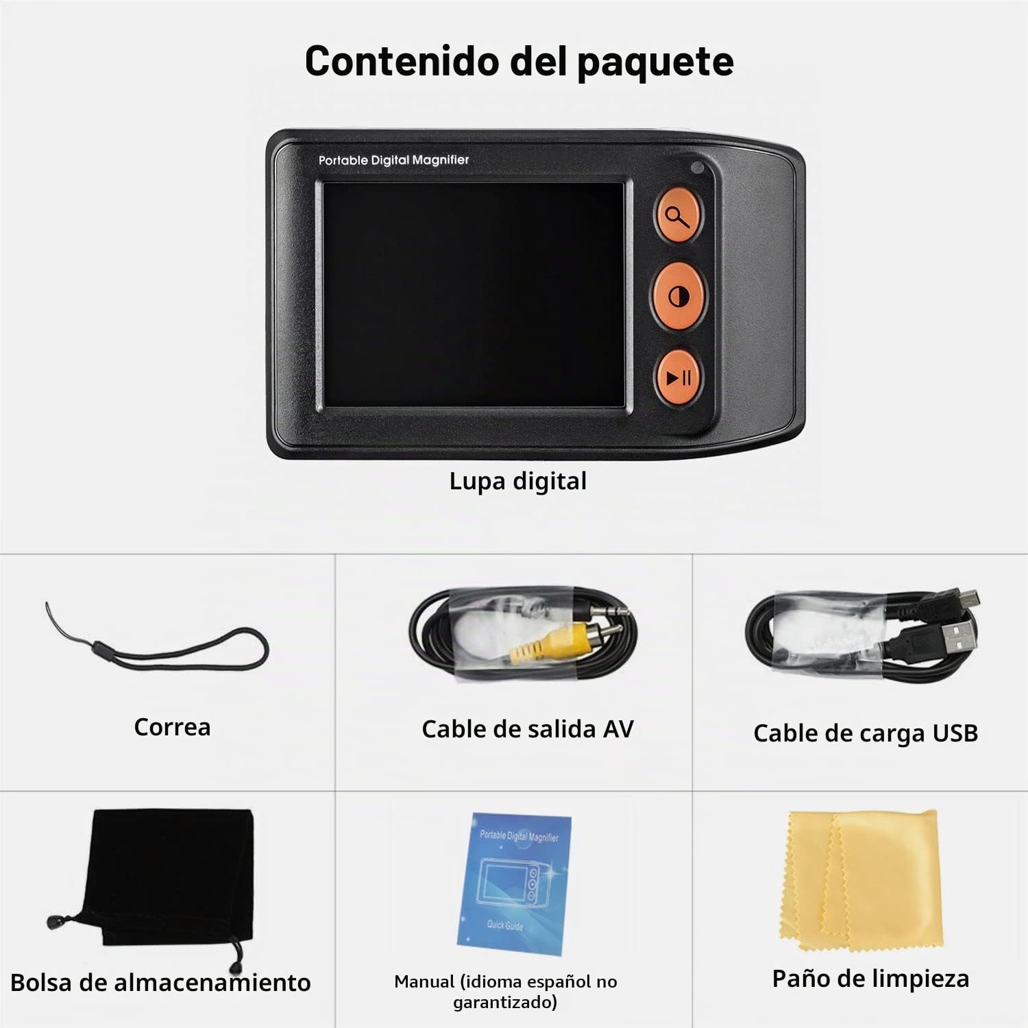 3.5 Pulgadas Lupa Digital Portátil Ayuda de Lectura para Baja Visión 2~25X Modo de Color Múltiple