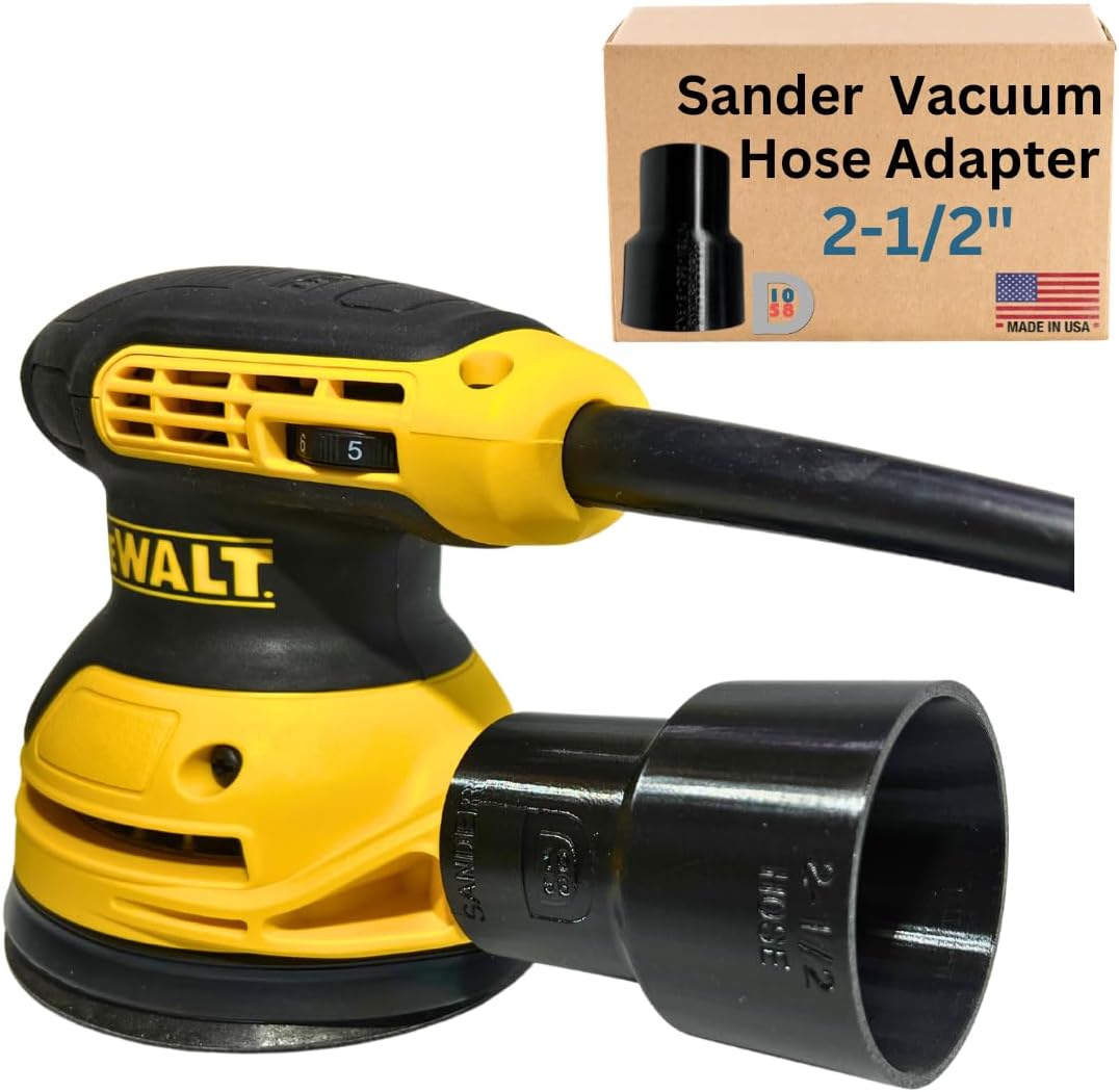 Sander Vacuum Adapter for DeWalt or Craftsman Sanders - Shop Vac Attachment for Dust Collection (2-1/2") by 1058Designs