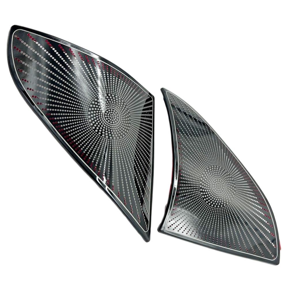 S SIZVER Interior Black Chrome Polished Steel Front Triangle Speaker Round Cover Mesh Grille Compatible with Model 3
