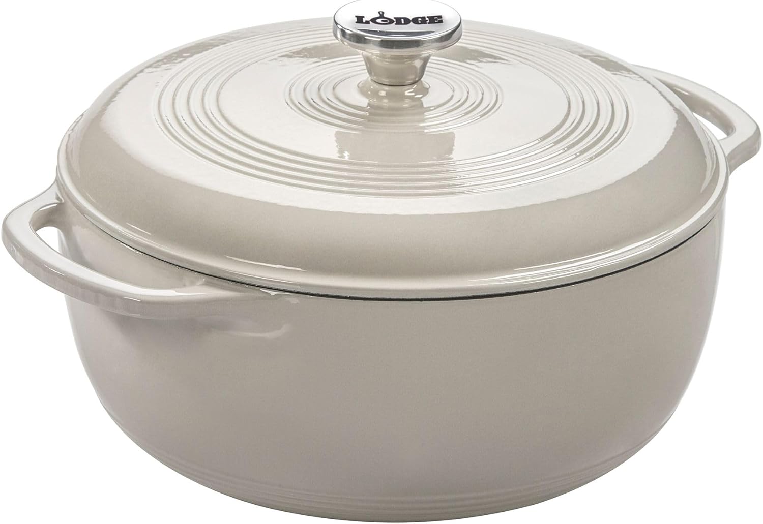 Lodge Essential Enamel Cast Iron Dutch Oven - Perfect for Bread Baking, Braising, Marinating & Slow Cooking - Features Moisture-Sealing Lid & Dual Handles - Kitchen Essentials - 6 Quarts - Oyster White