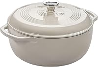 Vista 23 de Lodge Horno Holandés de Hierro Fundido Esmaltado de 6 Cuartos con Tapa – Asas Dobles – Apto para Horno hasta 500°F o en Estufa – Úselo para Marinar