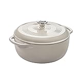 Lodge Essential Enamel Cast Iron Dutch Oven - Perfect for Bread Baking, Braising, Marinating & Slow Cooking - Features Moisture-Sealing Lid & Dual Handles - Kitchen Essentials - 6 Quarts - Oyster White