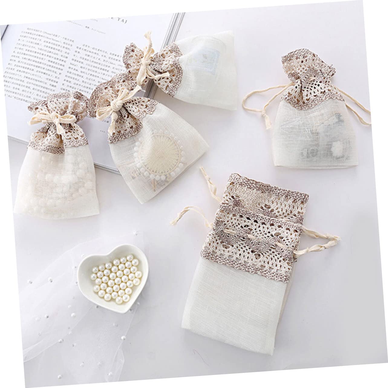 NIYANGLE 36 Pcs Poches À Cordon De Friandises Sacs De Paquet Faveur De Fête Sacs De Bonbons Clairs En Vrac Garçon À Bijoux En Gaze En Or Rose Pochettes