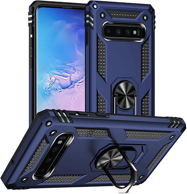 for Samsung S10 Case, Galaxy S10 Phone Case, [Military Grade 16ft. Drop Tested] Ring Shockproof Protective Phone Case for Samsung Galaxy S10,Blue