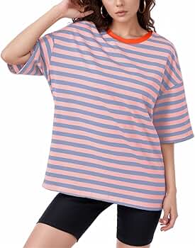 ★LOW CLASSIC★ Lc STRIPED BASIC TSHIRTPURPLE Women's Long Sleeved Striped Shirt Casual Loose Top