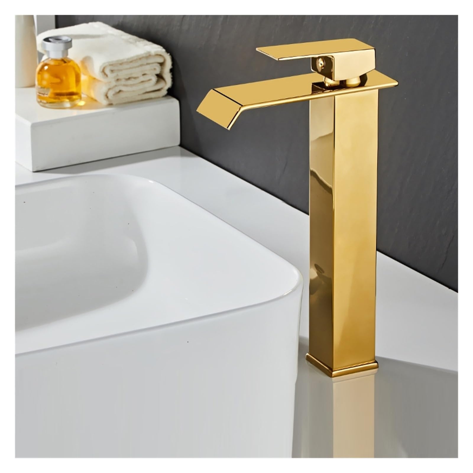 Robinet cascade doré mitigeur d'évier de salle de bain et cuisine design