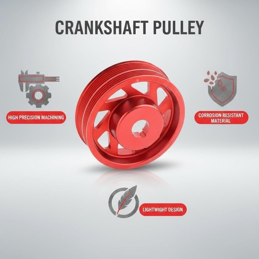 Crankshaft Pulley Fit For 2003-2010 Subaru Forester, WRX, Legacy; for 2004-2021 Subaru STI; for 1993-2011 Subaru Impreza,Aluminum, Red