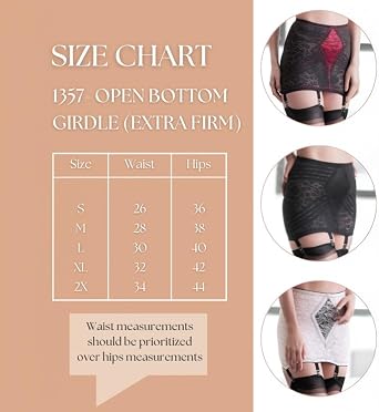 Open Bottom Girdle | Extra Firm Shaping | Parisian Lace | Invisi-Net Panel | 6 Metal Garters | Made in USA | Style 1357
