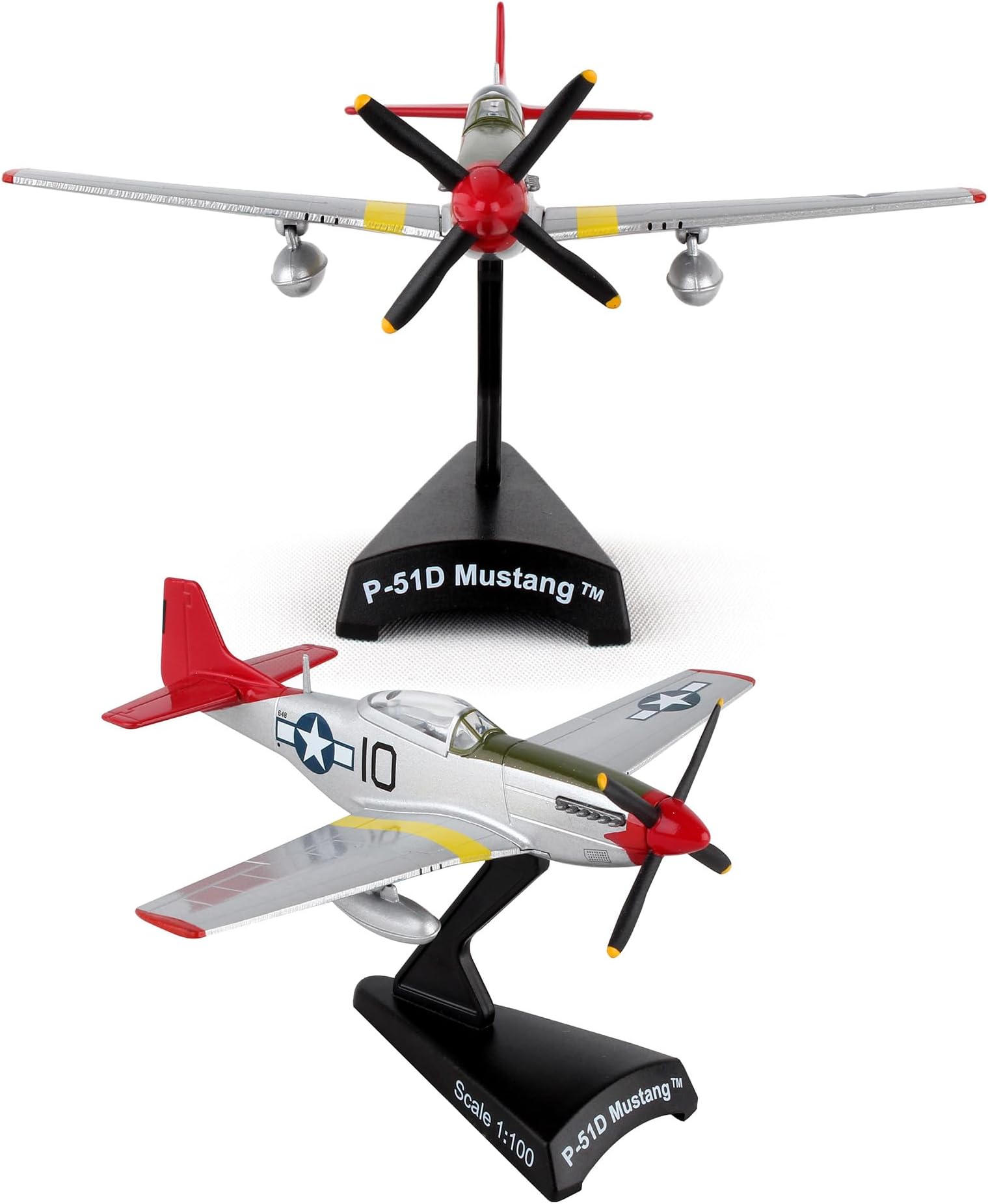 Daron P-51D Mustang Die-Cast Model – 1:100 Scale WWII Long-Range Fighter Replica, Tuskegee Airmen Edition, Highly Detailed, 4” Length x 4.5” Wingspan, Adult Collectible Ages 14+