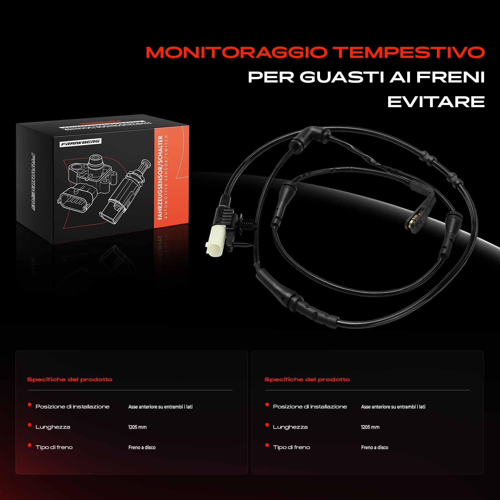 Frankberg Sensore Usura Pastiglie Freno Anteriore 2-Poli Compatibile con Discovery Sport L550 R.a.n.g.e R.o.v.e.r Evoque L538 Replace# 355252701