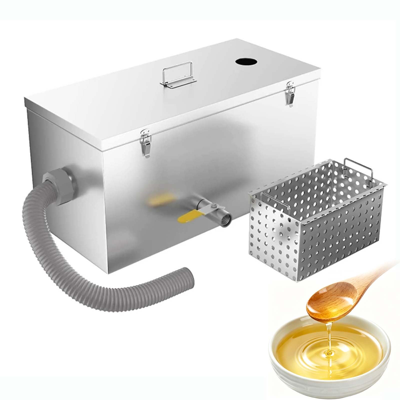 Separator tłuszczu ze stali nierdzewnej do kuchni, komercyjny zbiornik separatora wody i oleju, wytrzymały zbiornik filtra oleju do cateringu, restauracji i usług gastronomicznych 9LBS