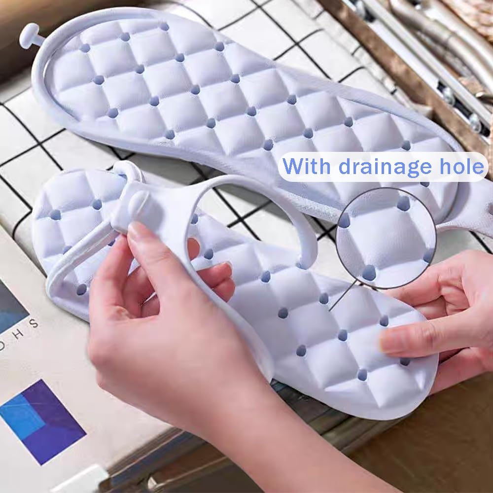 Foldable Travel Shower Shoes with Holes,Dry Quickly Non Slip Bath Slippers,Portable Hotel Lightweight Sandals for Spa Nail Salon Beach Pool Gym - Image 5