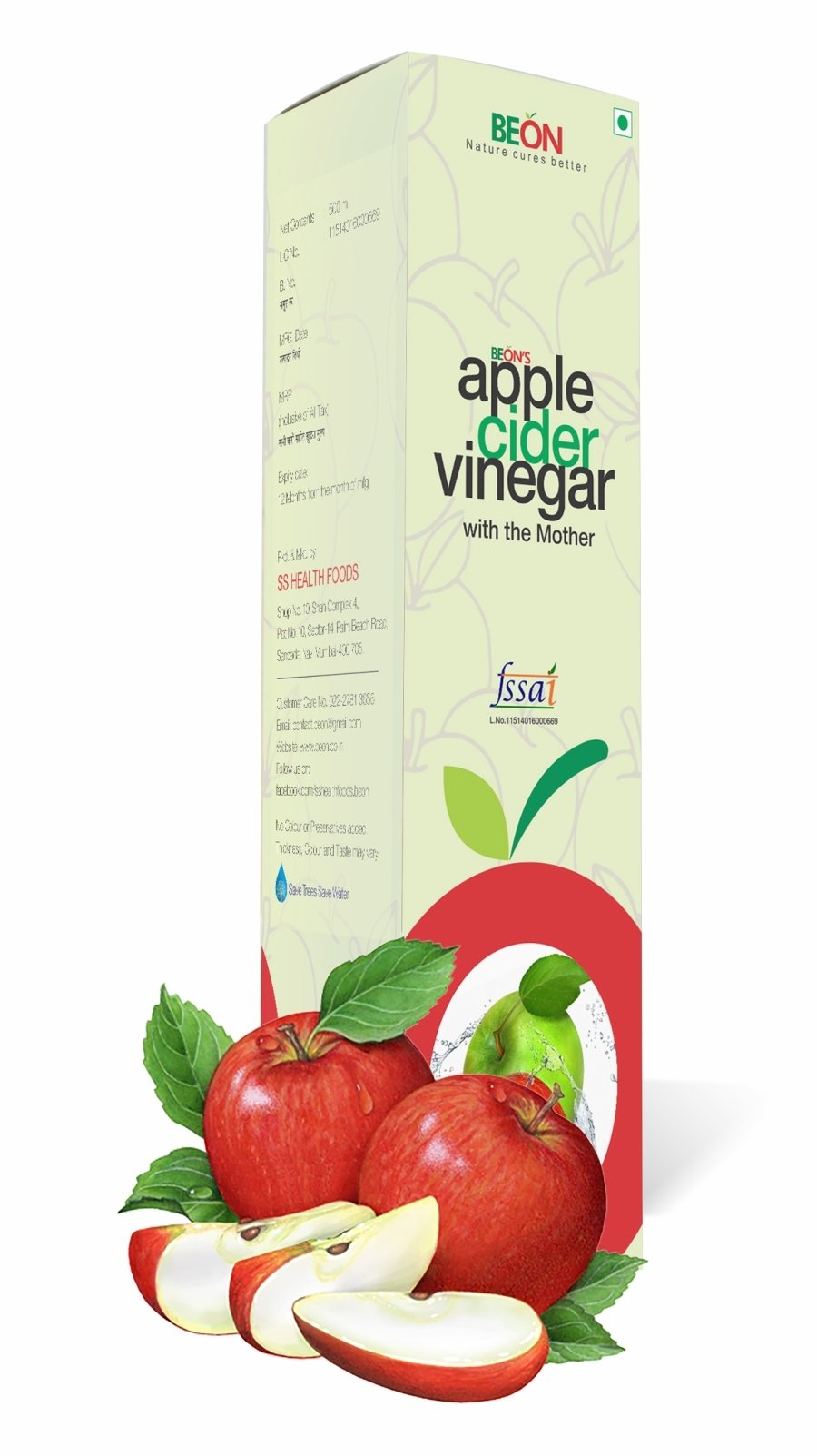 Beon Naturally Fermented Organic Apple Cider Vinegar With The Mother-Acv(500 Ml)