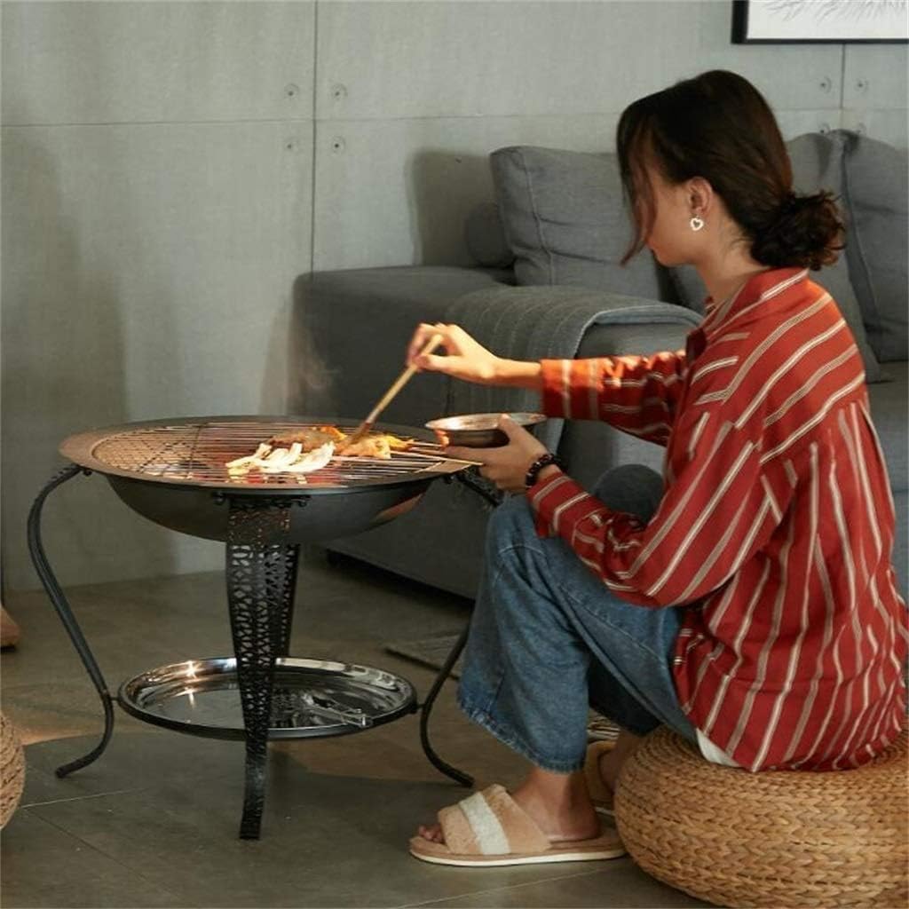 Outdoor Fire Pit Fire Pit Outdoor Patio Campfire Backyard Fireplace,Round Steel Deep Bowl Fire Pit Outdoor Barbecue Charcoal Brazier Brazier Grilled